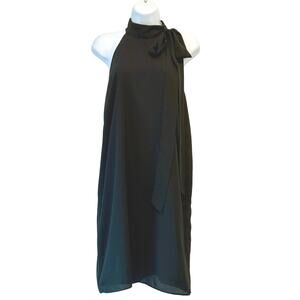 Cremieux Black Mock Neck Side Tie Knee Length Cocktail Dress Small EUC